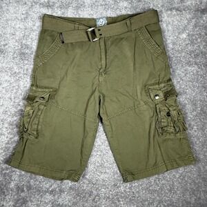Kilburne and Finch Shorts Men's 36 Green‎ Cargo GI Military Belted Jams Outdoor
